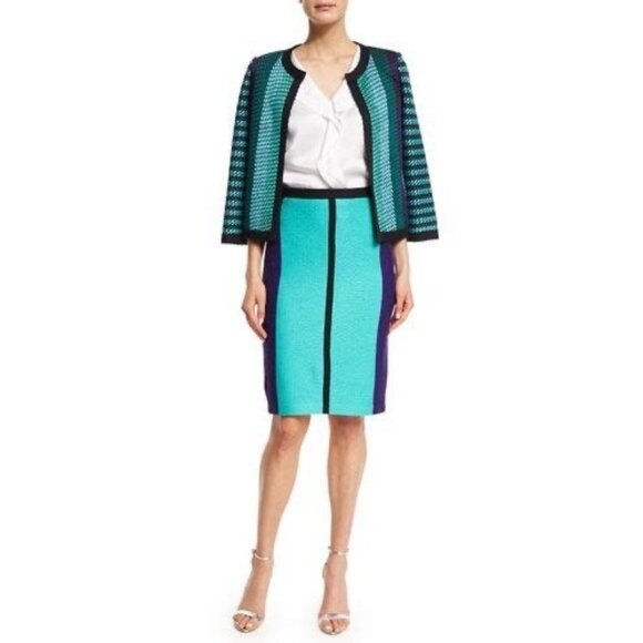St. John Evening Knit Jacket P Small – Multicolor Stripe Luxury Workwear Knitwea - Picture 1 of 8